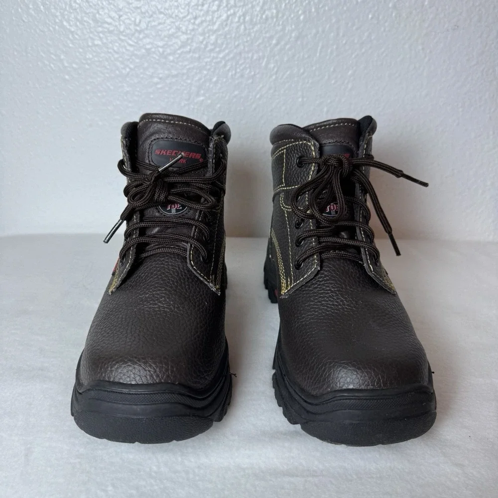 Skechers‎ Burgin Tarlac Industrial Steel Toe Work Boots Mens 7 Brown Leather